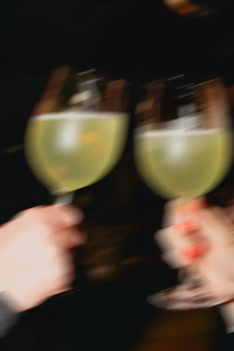 Twee glazen klinken op het feest van Apotheek Dok Noord