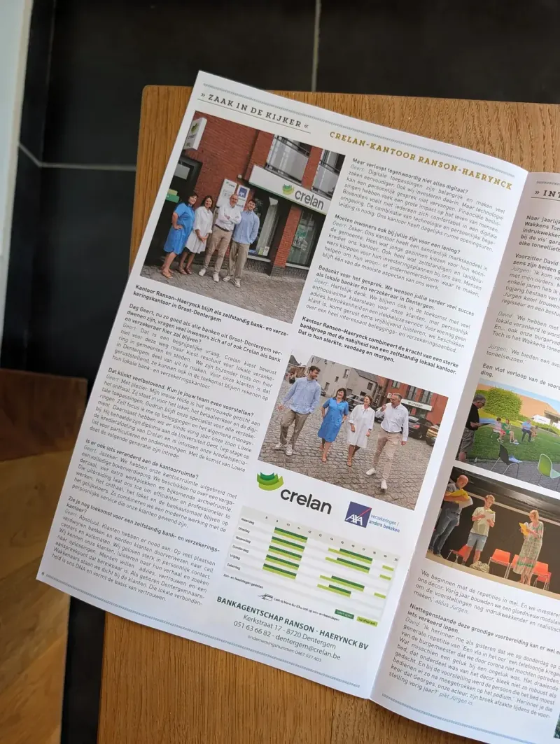 Foto's van Crelan Ranson-Haerynck in de rubriek Zaak in de kijker van het streekmagazine
